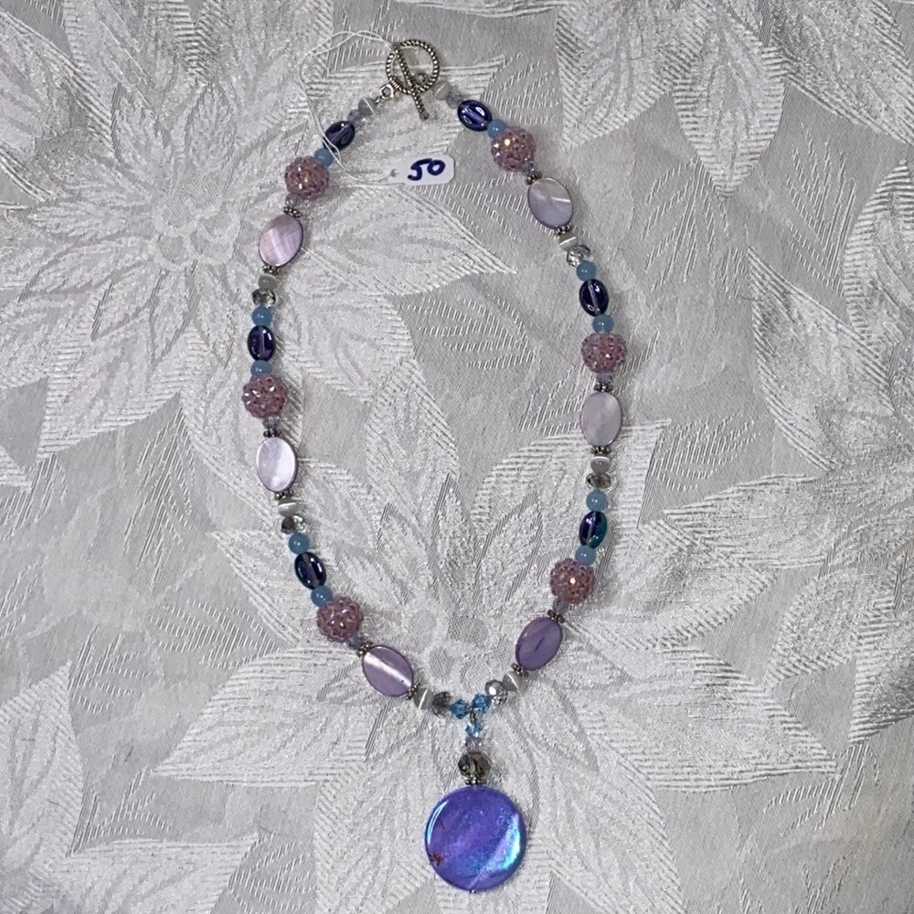 Handmade βPretty in Purpleβ Beaded Necklace With Pendant